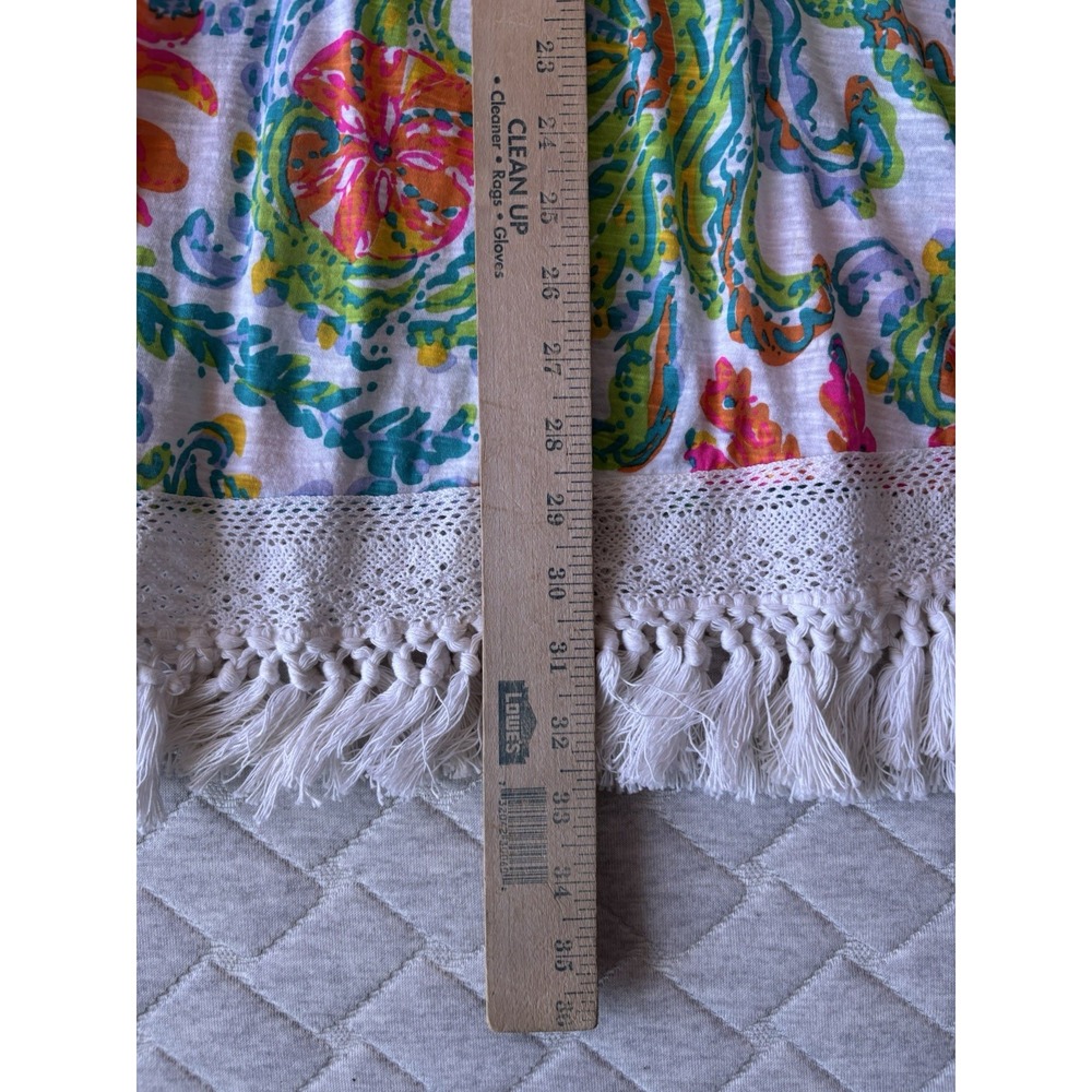 Lilly Pulitzer Dress Womens XS Multicolor Floral Beach Vacation Fringe Colorful - Picture 6 of 6
